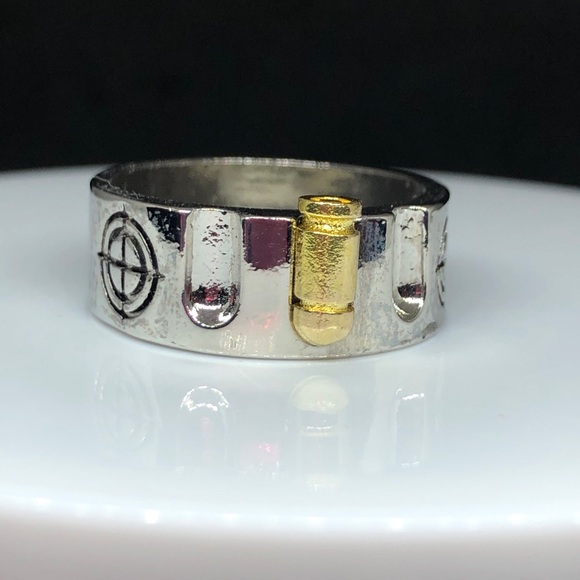 Unisex Two Tone Bullet Ring - Picture 6 of 9